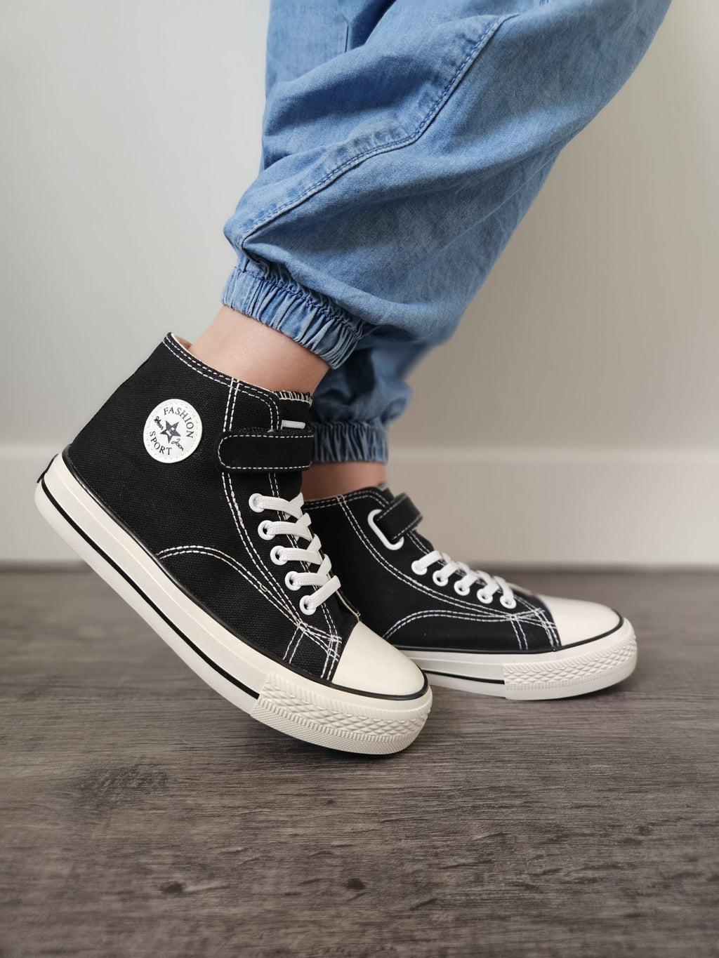 Kids’ Solid Color Canvas High‑Top Sneakers