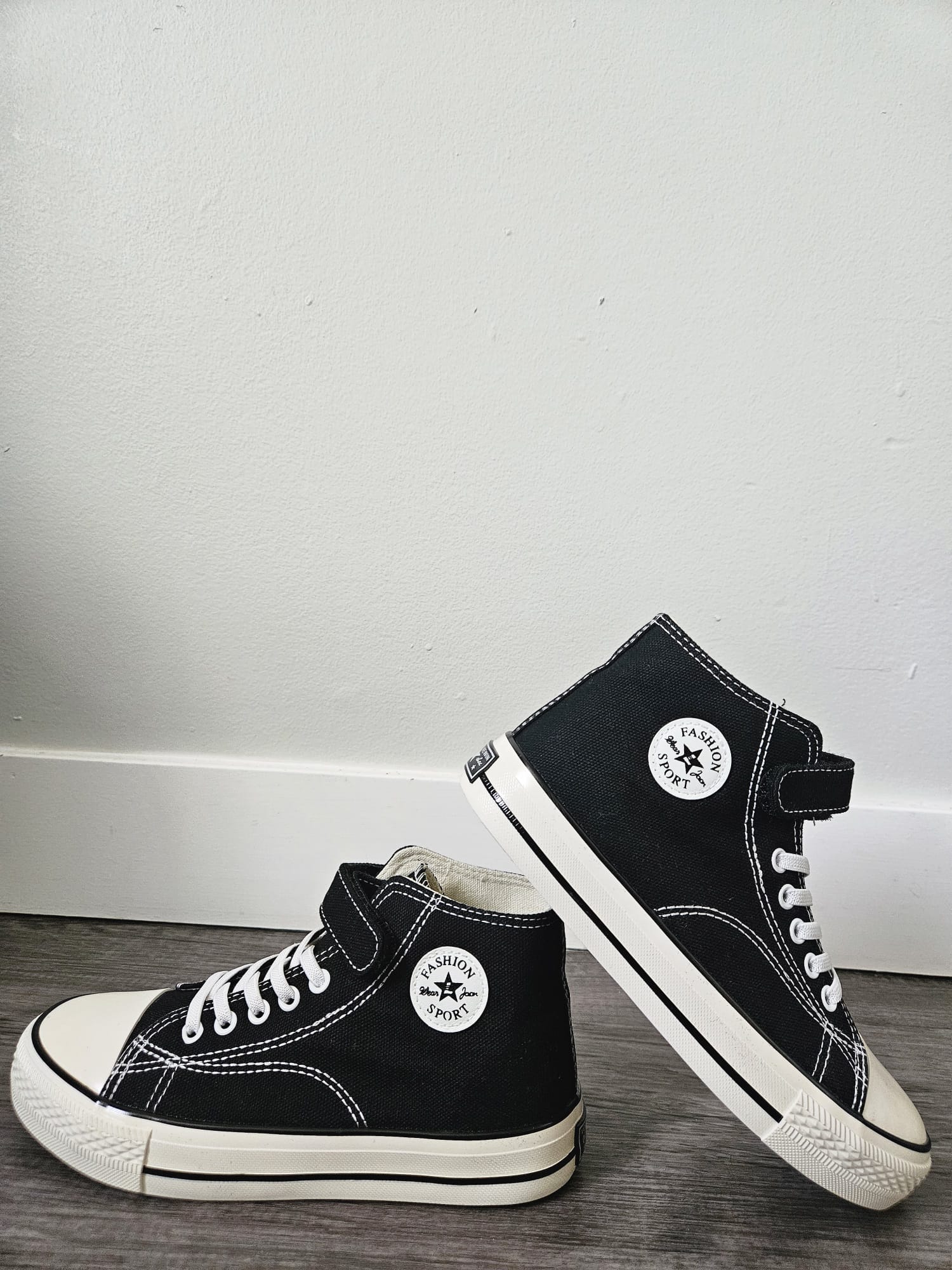 Kids’ Solid Color Canvas High‑Top Sneakers