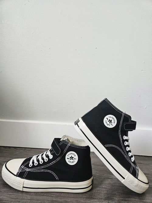 Kids’ Solid Color Canvas High‑Top Sneakers