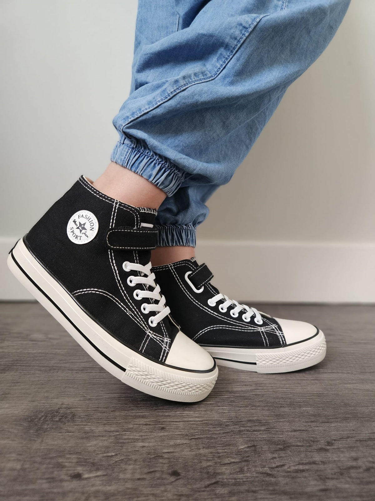 Kids’ Solid Color Canvas High‑Top Sneakers