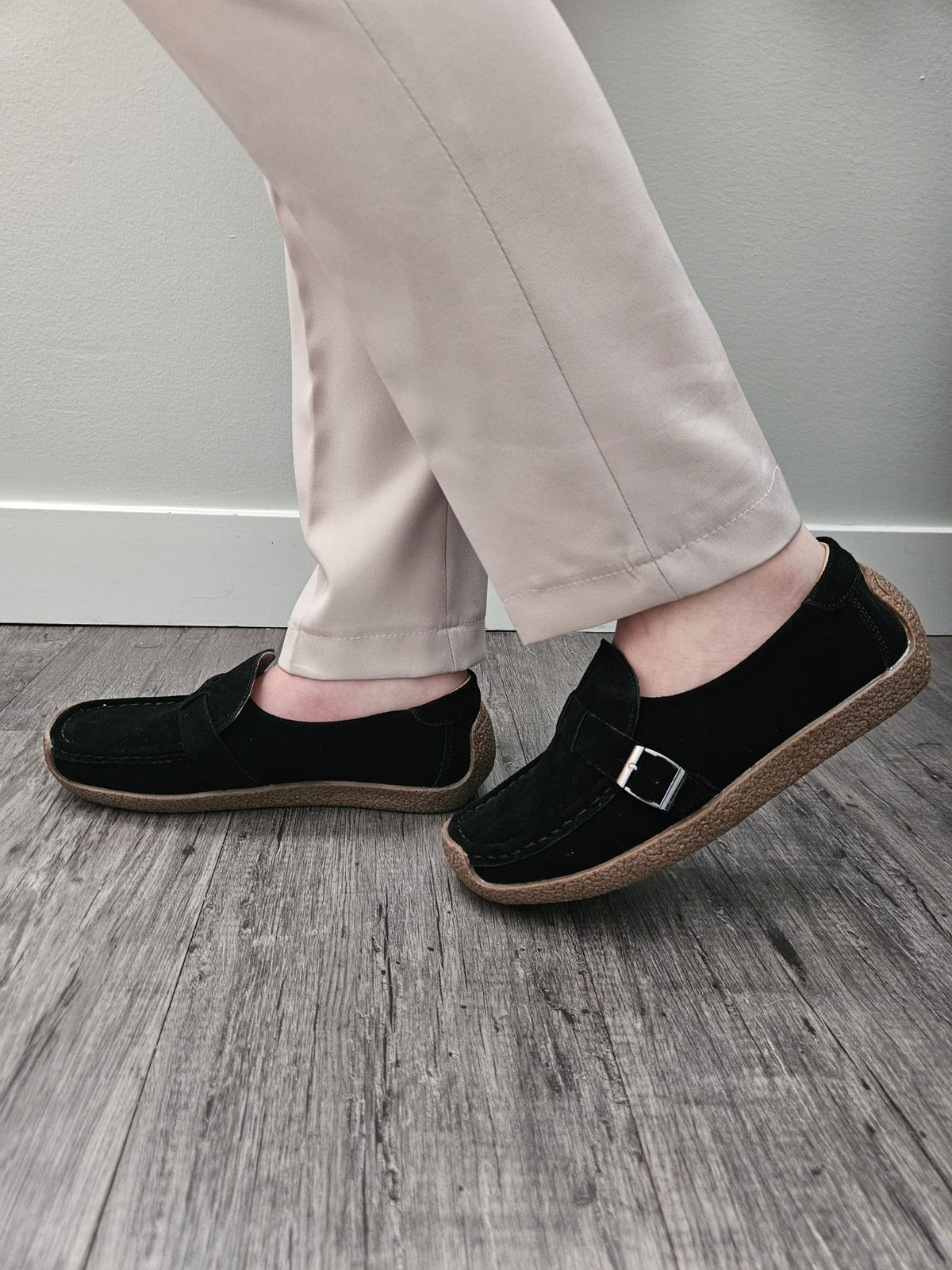 Leather Loafers for Women | Soft Wedge Slip‑On Walking Shoes | Anti‑Slip Shoes
