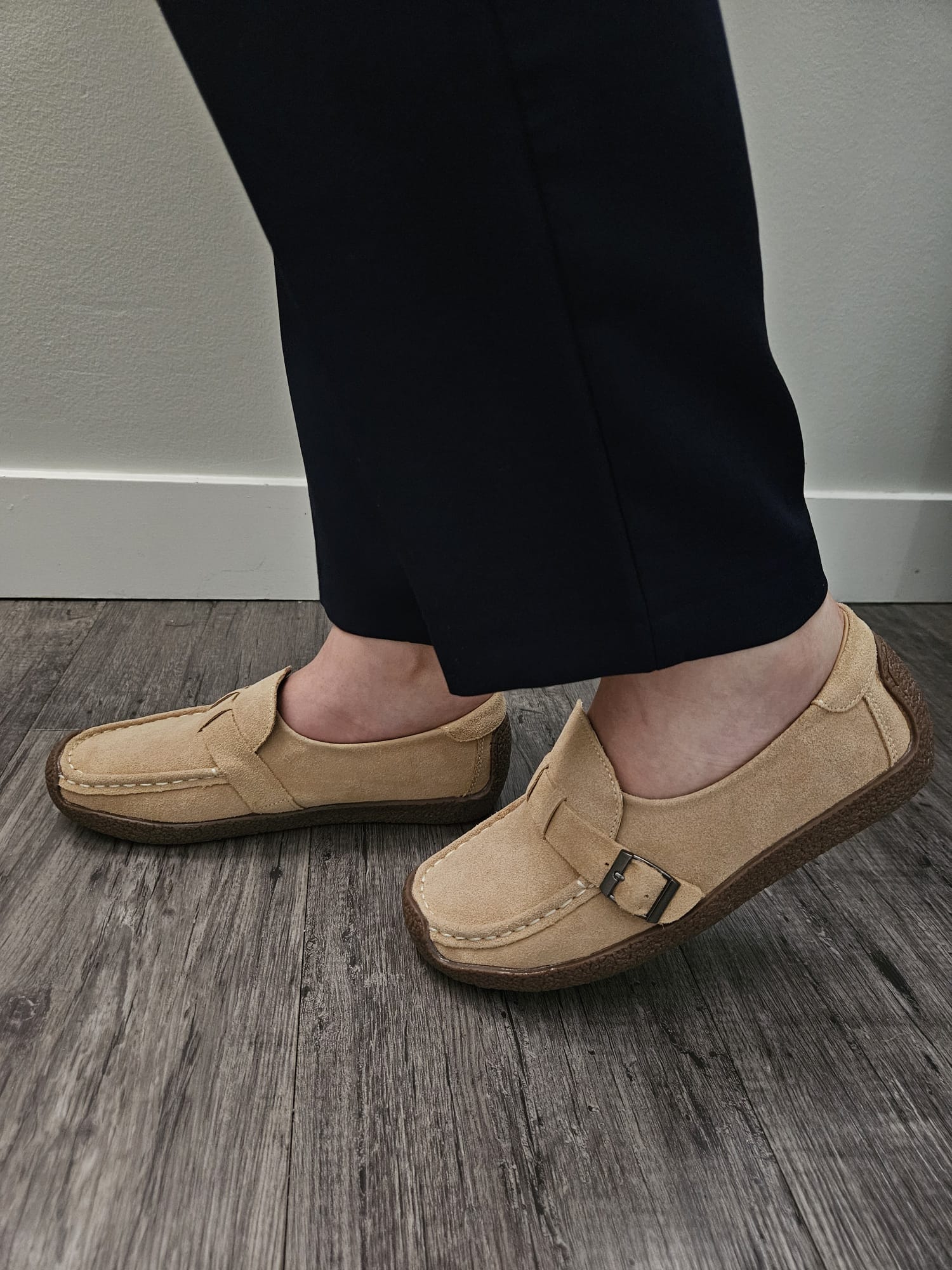 Leather Loafers for Women | Soft Wedge Slip‑On Walking Shoes | Anti‑Slip Shoes